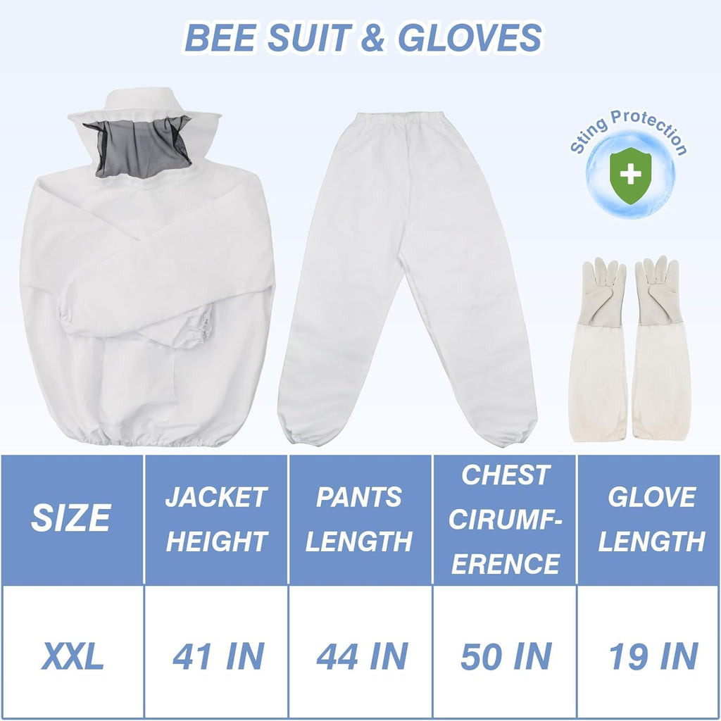 8-Frame Beehive Starter Kit, Hand Painted Beekeeping Tools Kit and Sting Proof Bee Suit Bee Keeping Supplies-All