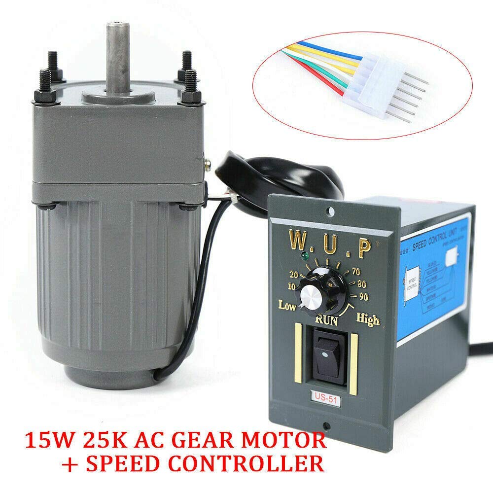 110V 15W Ac Gear Motor Electric Single-Phase Motor Gear Motor Rated Speed 270 RPM Electric Variable Speed Adjustable Controller Governor Motor Speed Controller Combo