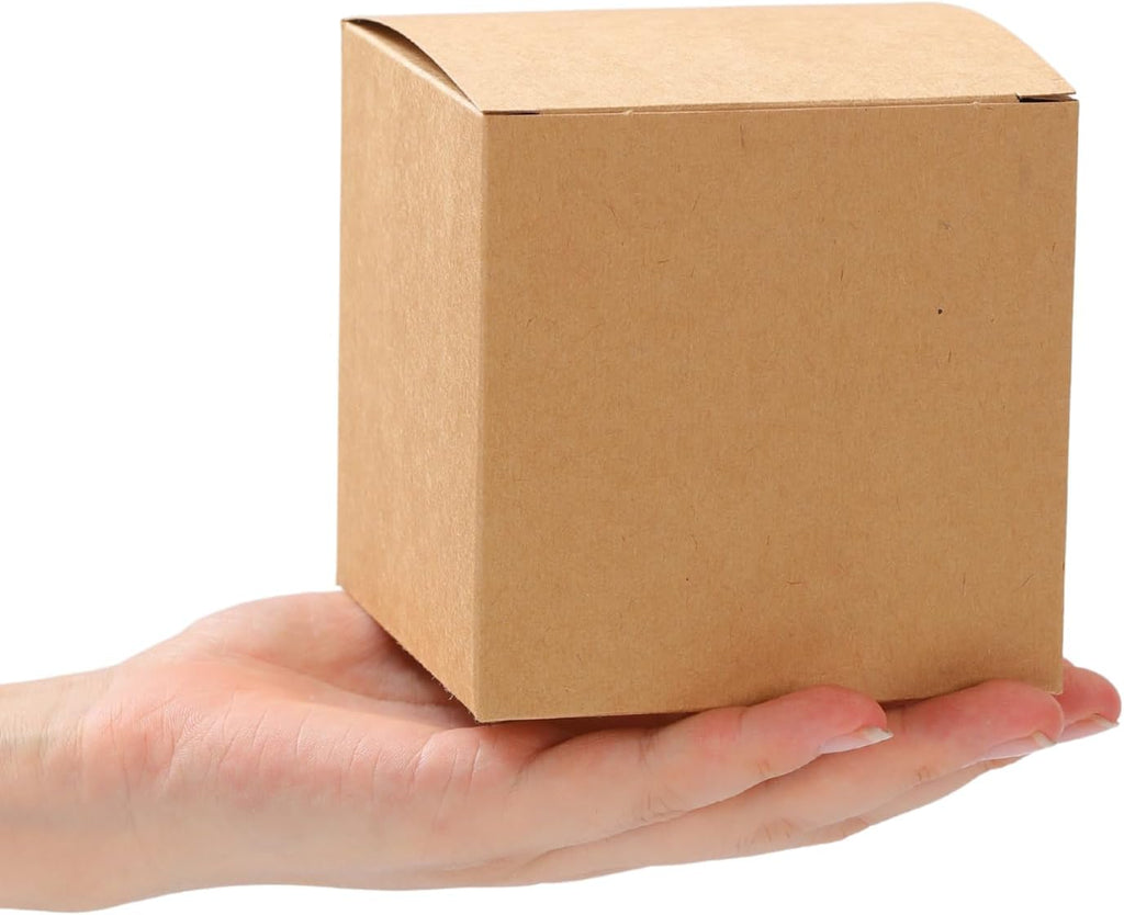 Push-Form Gift Boxes - 4x4x4 Small Gift Boxes with Lids & Cookie Case for Candy & Candle Packaging - Easy Assembly