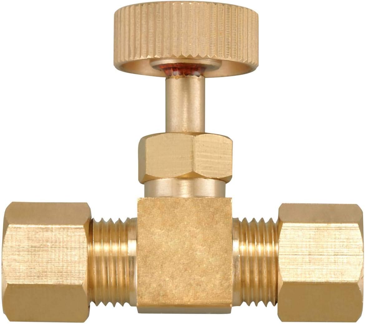 Premium Brass Replacement Control Needle Valve 1/4" OD Compression X 1/4" OD Compression