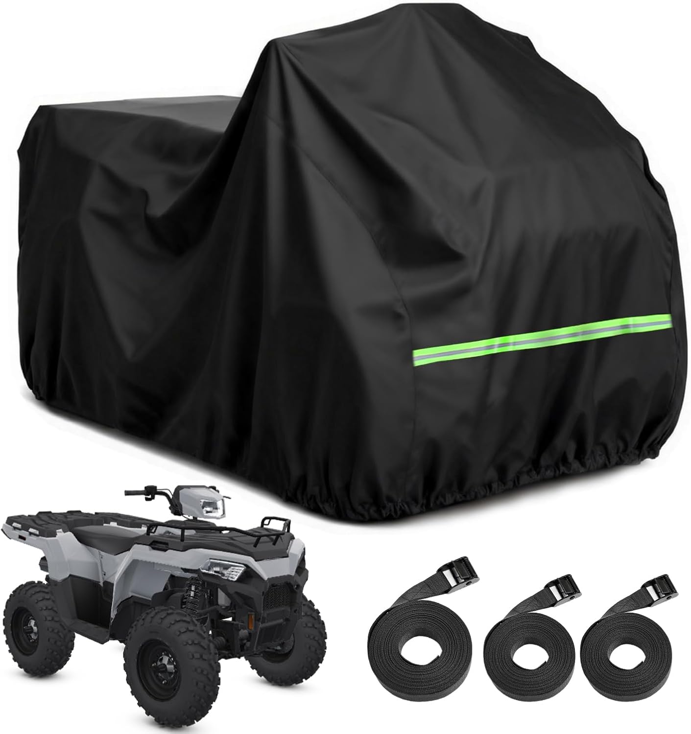 ATV Cover 600D Heavy Duty Oxford Fabric, 86" x 50" x 42", Medium | Waterproof, Windproof, UV Resistant, Reflective