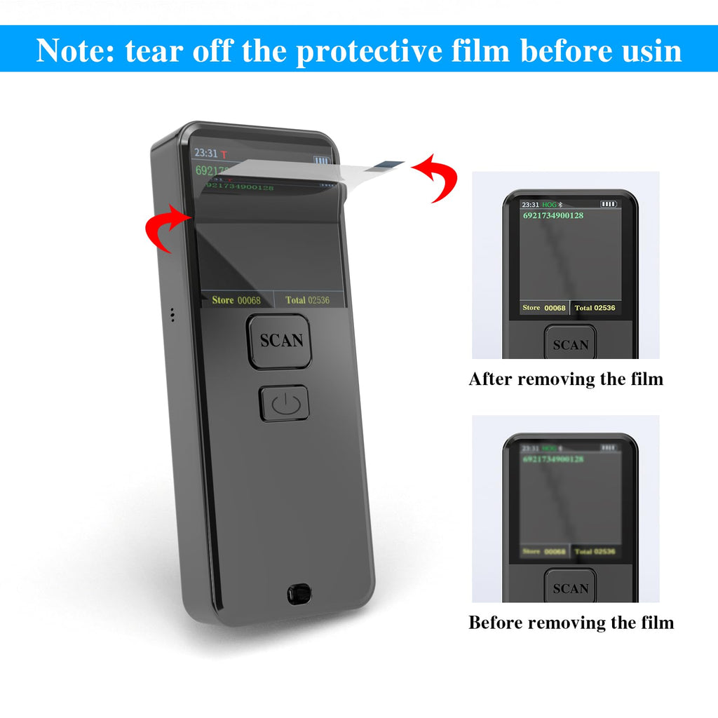 2D Bluetooth Barcode Scanner Wireless with Display Screen with Magnetic Suction Clip,Portable Mini Library Book