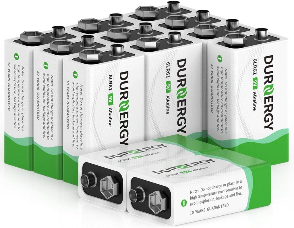 9V Batteries 12 Pack, 10-Year Shelf Life, 9v Battery for Smoke Detector, 9 Volt Power Supply for Guitar Pedals
