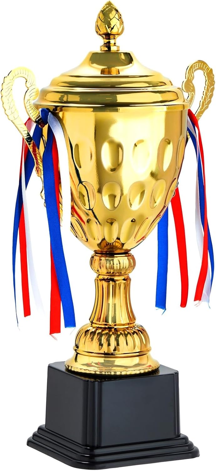 Trophy Award Cup - 16.63-Inch Gold-Plated Steel, Glossy Finish - 1st Place Award, Soccer Cup & Football Trophy