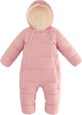Baby Double Zipper Footed Hooded Fleece Lined Snowsuit 3-24M | Toddler Winter Clothes Infant Girls Boys Padded Puffer