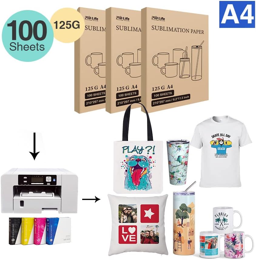 Sublimation Paper 8.2 x 11.5 Inch A4 Size,100 Sheets 125 g | Heat Transfer Paper for Sublimation Blanks Mugs Tumblers