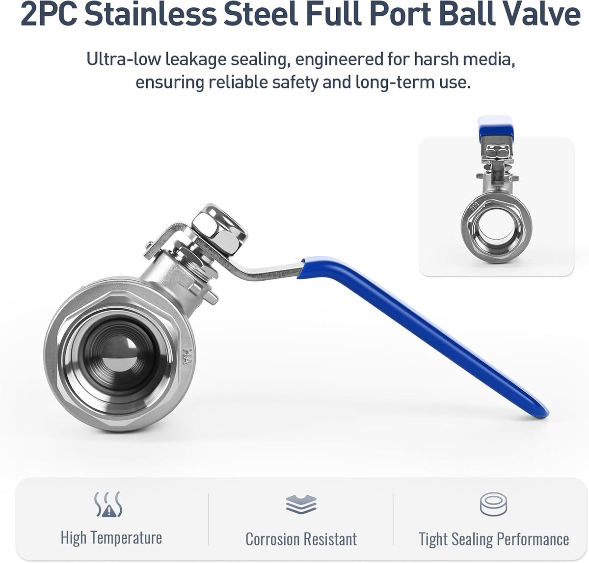 3/4" Female NPT 2-Piece Full Port Ball Valve, 2 Pack
