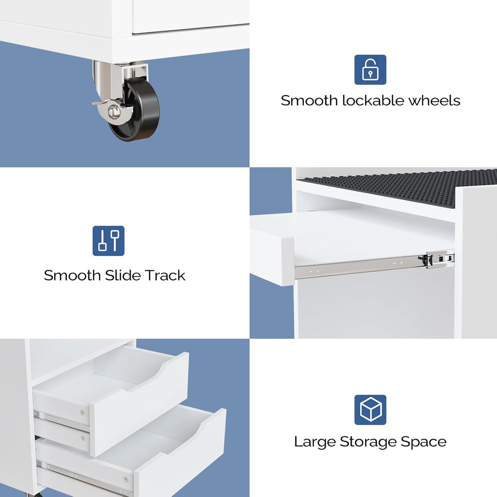 Medical Carts with Wheels, Crash Cart Ultrasound Trolley with Non-Slip Pads, Utility Esthetician Rolling Cart Mobile