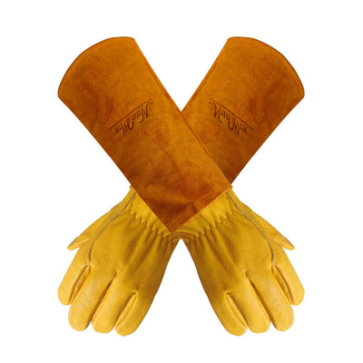 Gardens Leather Gardening Gloves for Women and Men | Thorn and Cut Proof Garden Work Gloves with Long Heavy Duty