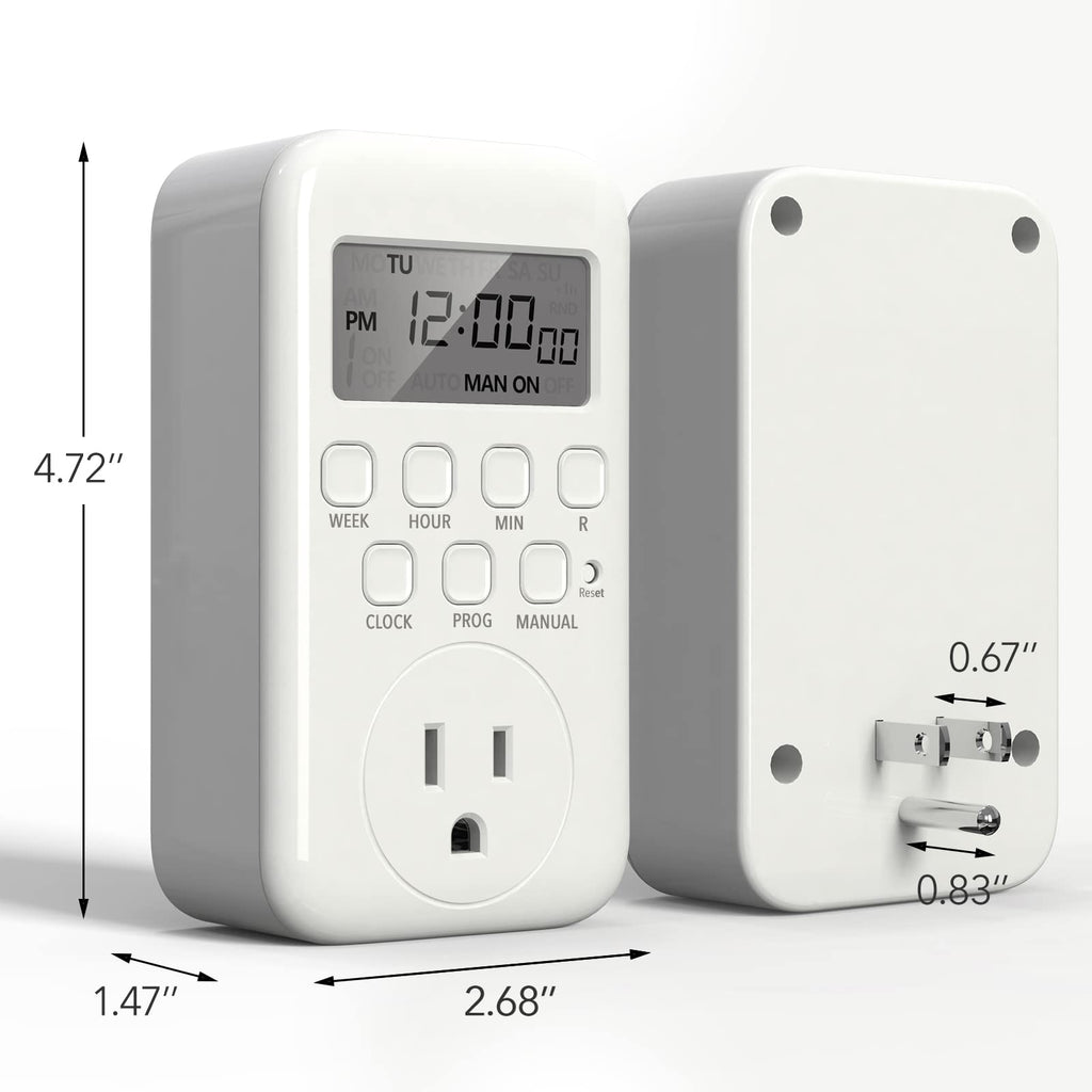 BN-LINK Digital Outlet Timer for Light, 7 Days Programmable Timer for Lamps
