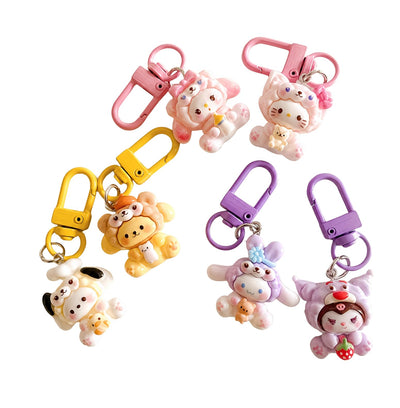 6 Pcs Cute Cartoon Mini Box Cutter Keychain, Portable Retractable Utility Knife with Key Ring and Clip, Small Package