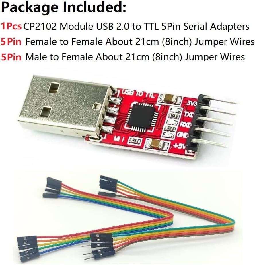 WWZMDiB Mini USB 2.0 to TTL Converter Serial Adapter 3.3V 5V Compatible with CP2102 Chip UART Programming