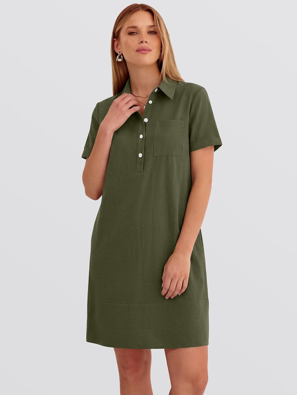 Womens Summer Casual Short Sleeve Shirt Dresses