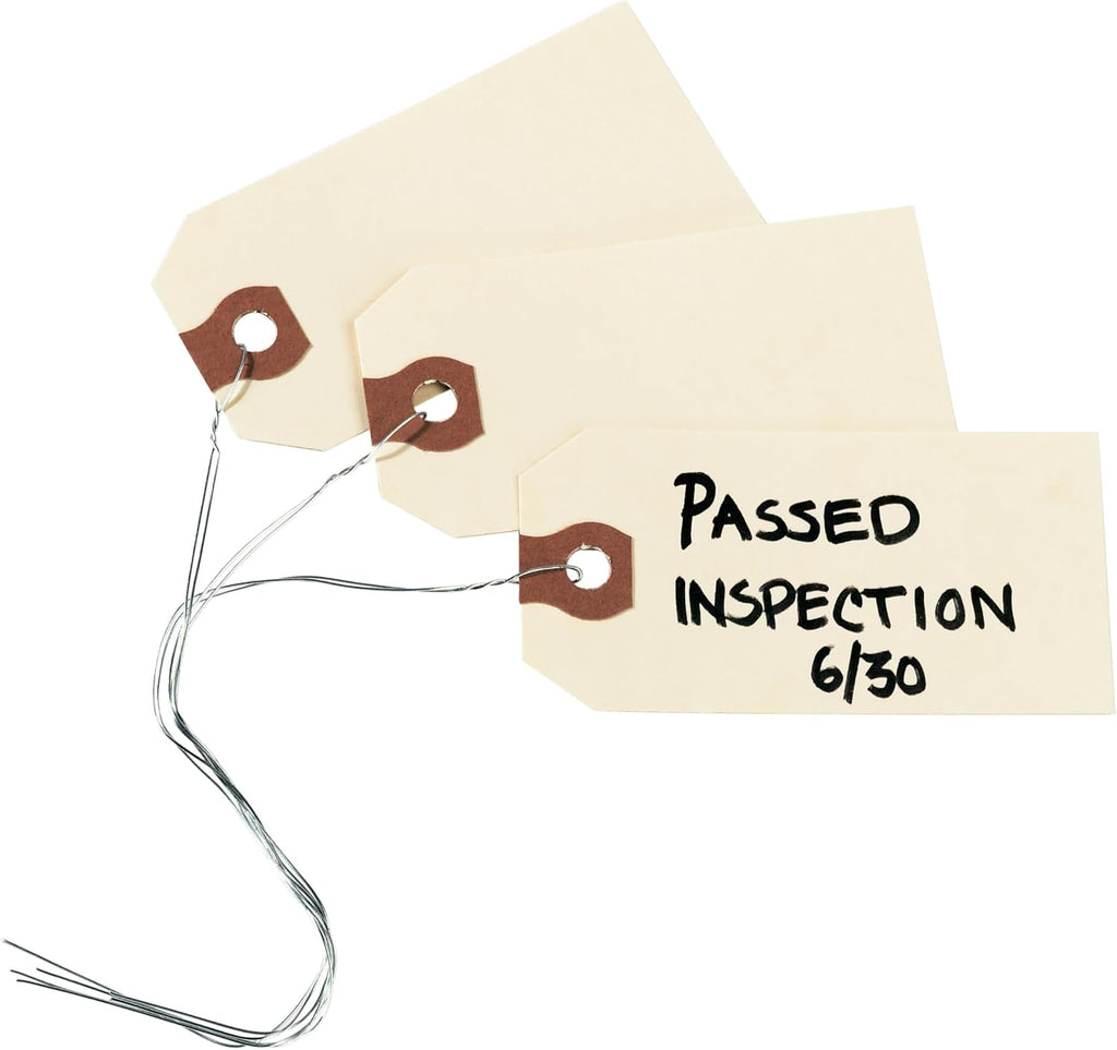 Shipping Tags with Wire, 11.5 pt. Stock, 2-3/4" x 1-3/8", 1,000 Manila Hang Tags (12601)
