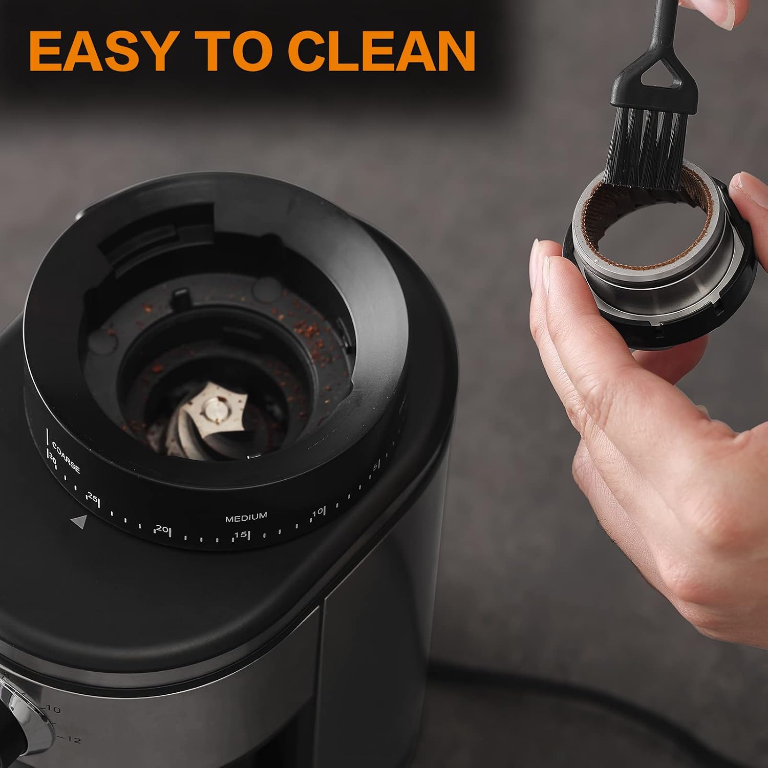Burr Coffee Grinder, Electric Conical Coffee Bean Grinder With 30 Adjustable Grind Settings For 2-12 Cups, Sliver &