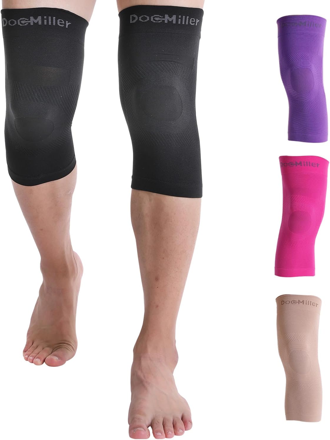 Medium Size - Black | 1 Pair Knee Compression Sleeve & 1 Pair Ankle Brace | Compression Support for Men & Women |
