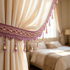 4 Yards Deep Purple Beaded Fringe Trim, Tassel for Sewing DIY