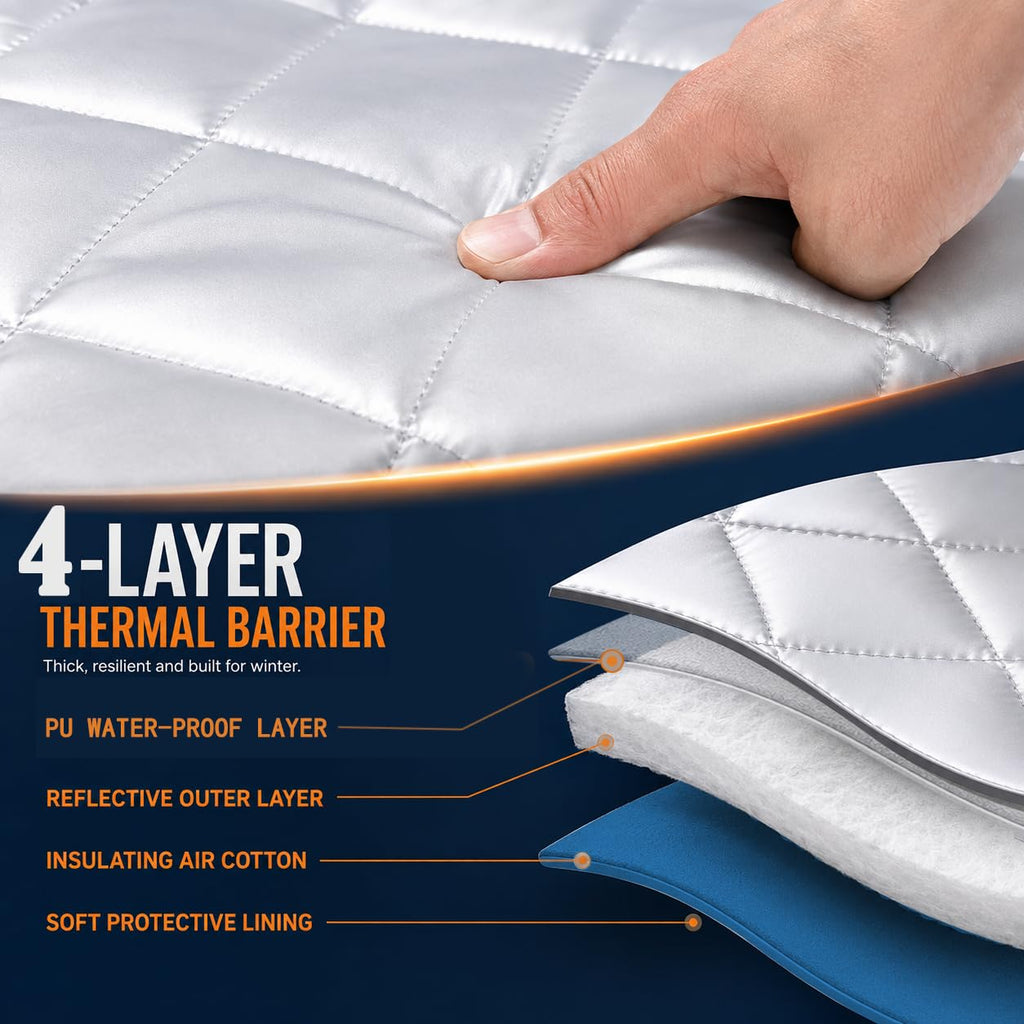 Window AC Cover Inside with Wind-Proof Wing - Silver Thickened for Winter L