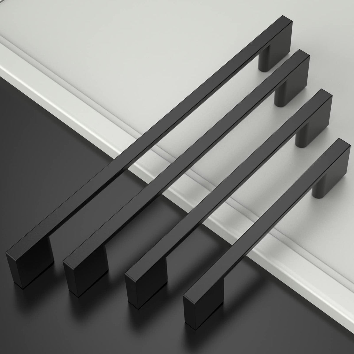10 Pack Matte Black Zinc Cabinet Pulls 6.3"