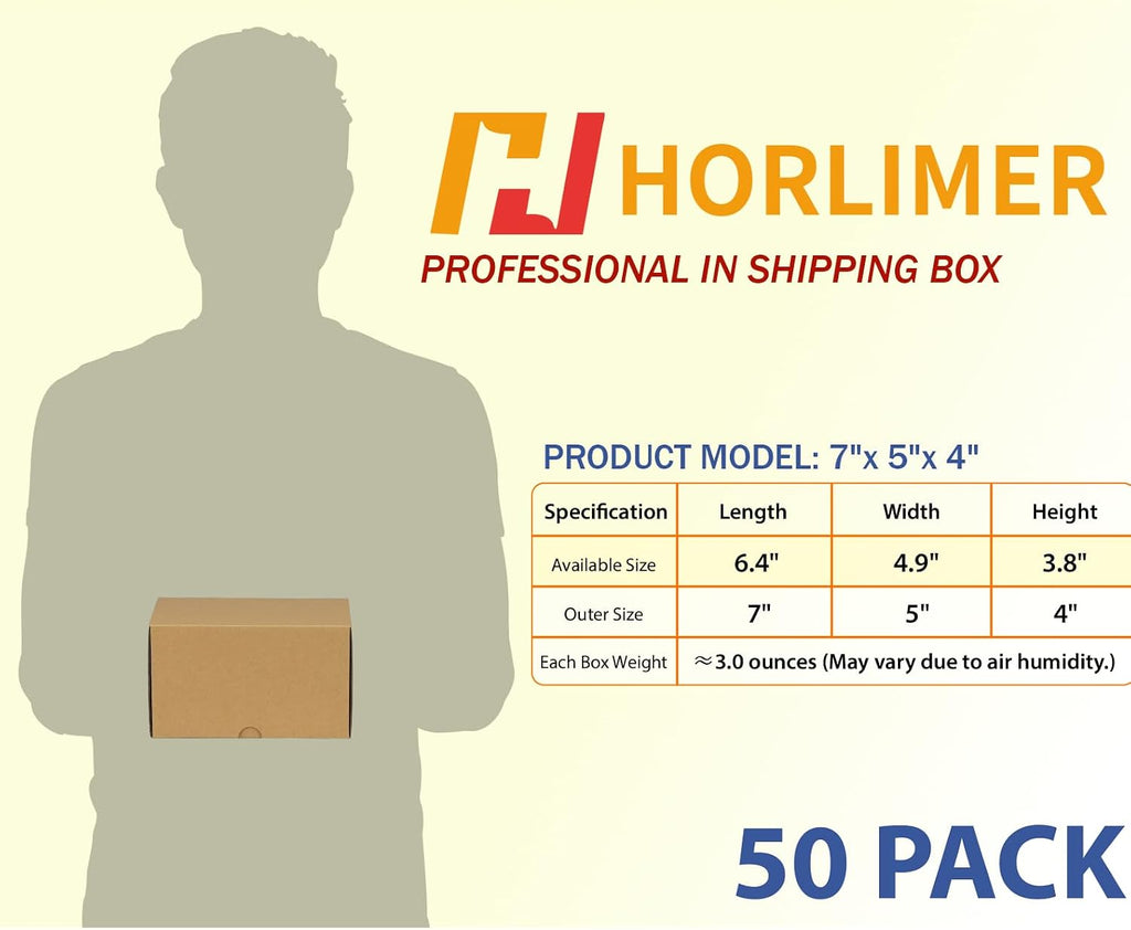 7x5x4 inches Shipping Boxes Set of 50, Brown Corrugated Cardboard Box Literature Mailer