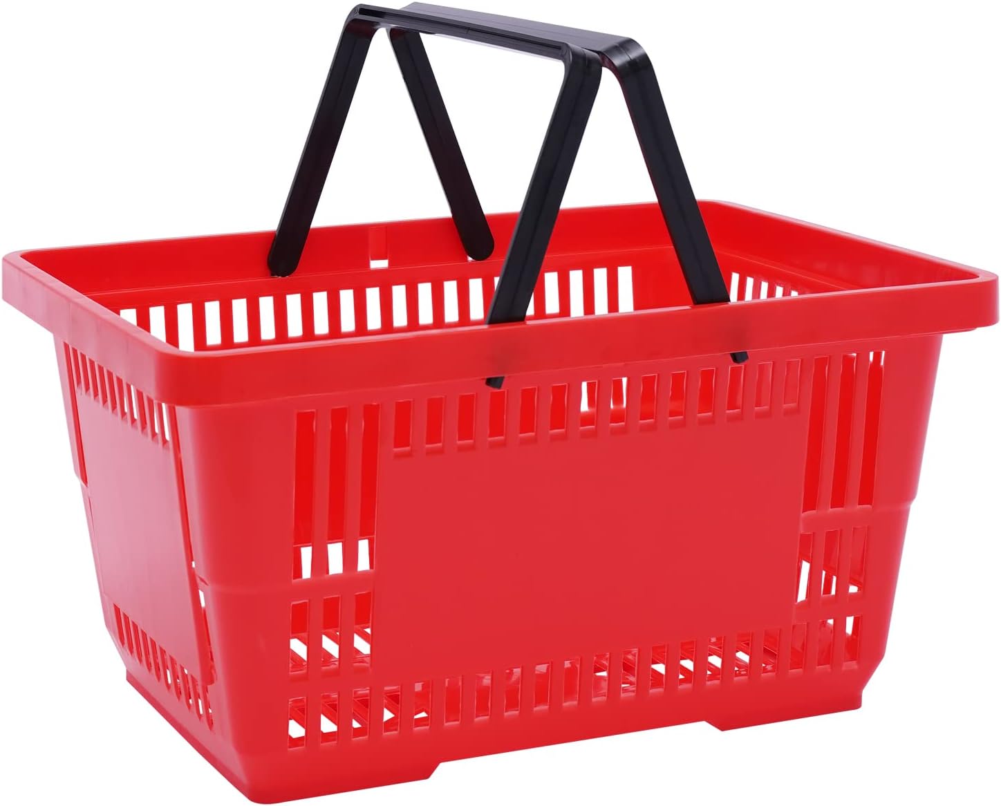 12PCS Shopping Baskets with Handles, 21L Plastic Grocery Basket for Retail Store, Supermarket, Grocery Shopping |17"