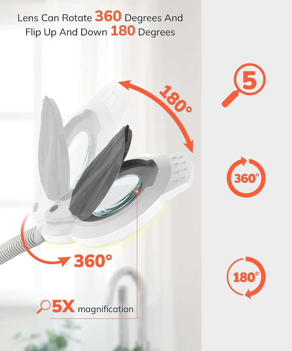 Professional 2 in 1 Facial Steamer With 5X Magnifying Foldable Arm, Ozone Mist Steamer for Face, Salon Spa Beauty