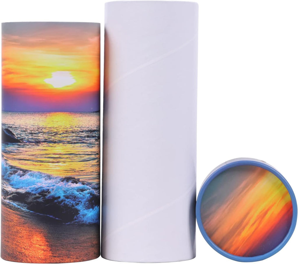 Ocean Sunset Scattering Urn – Biodegradable Scatter Tube for Ashes - Cremation Urn for Adult Ashes (Small)