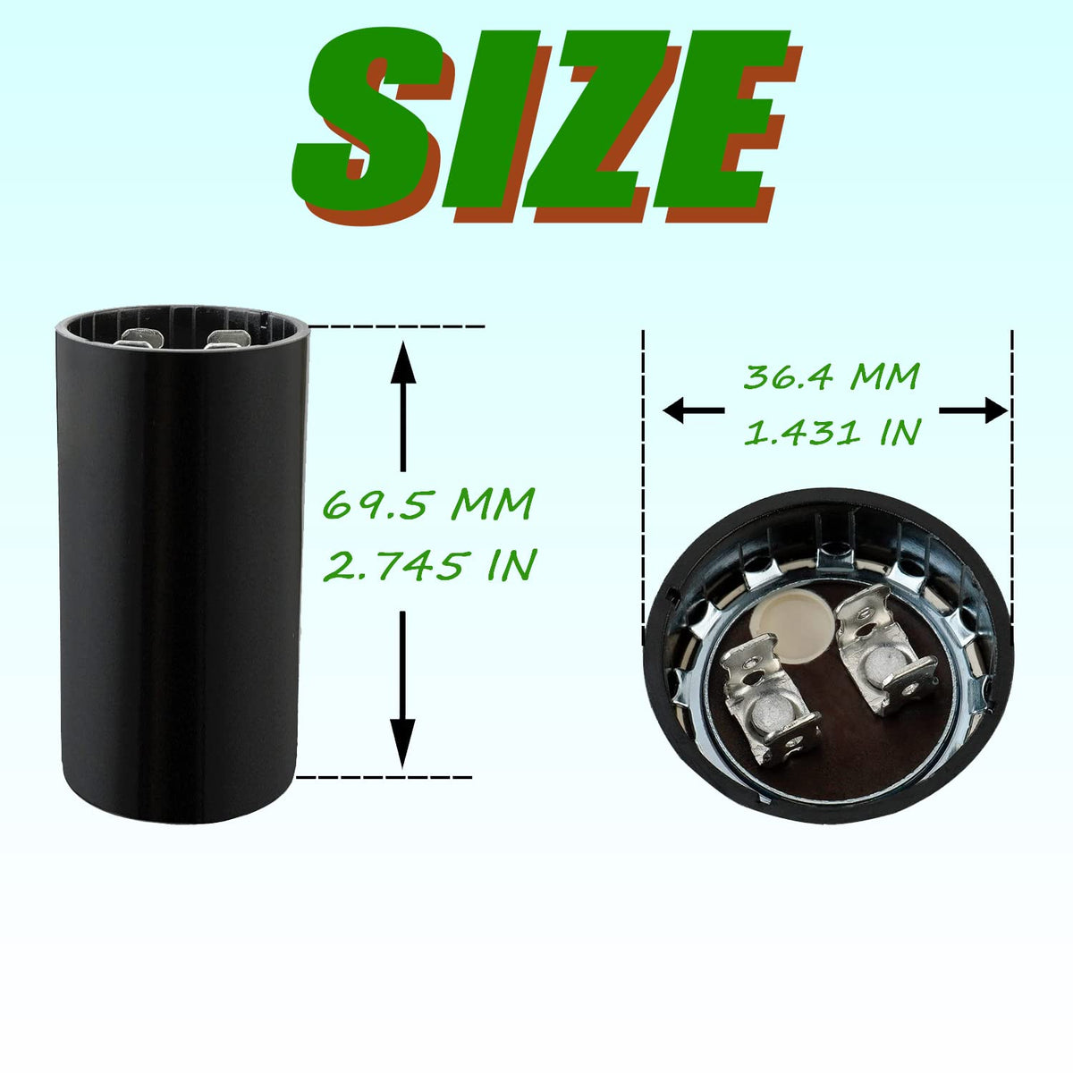 108-130 MFD 110-125 VAC Round Start Capacitor 50/60 Hz AC