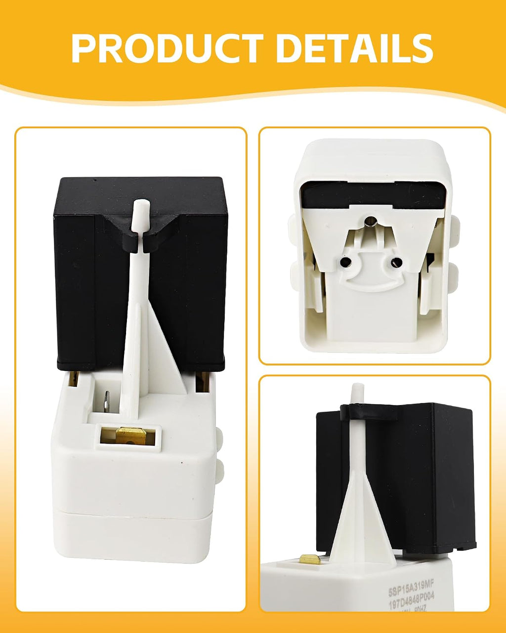 Start Relay and Overload Capacitor KIT Replace for WR09X10107 WR55X24064 | Refrigerator Compressor Parts Compatible