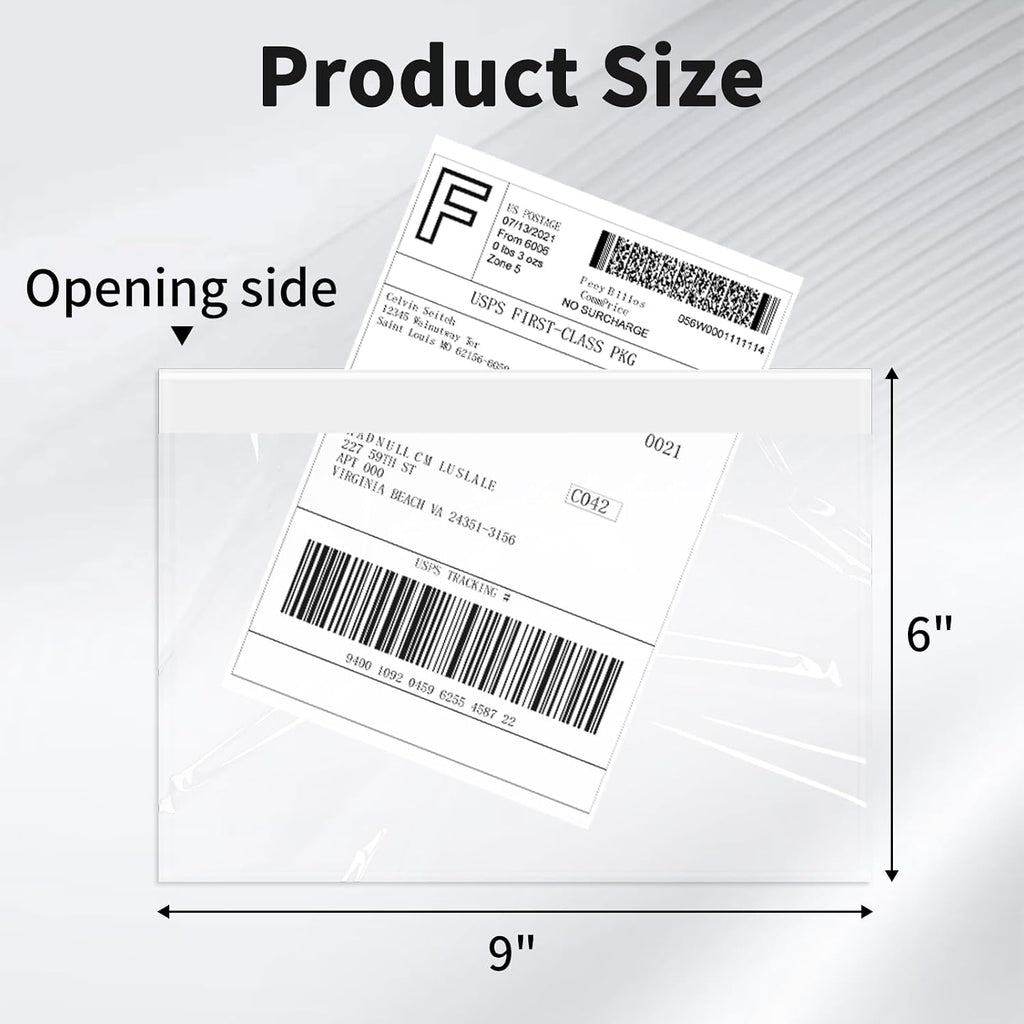 6" x 9" Clear Adhesive Top Loading Packing List Clear Shipping Pouches, Mailing/Shipping Label Envelopes (400 Pack)