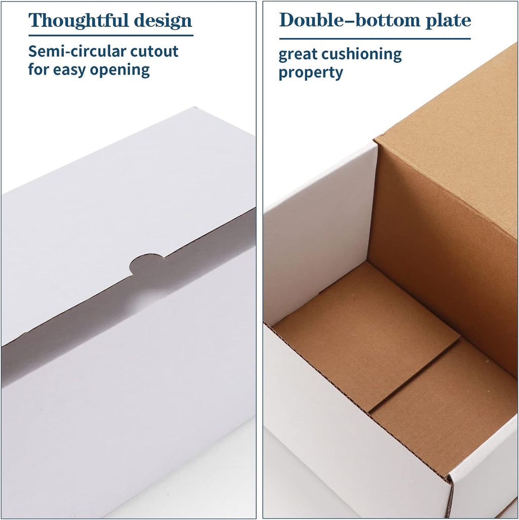 6x4x4 White Shipping Boxes Set of 25, Corrugated Cardboard Mailer Boxes for Packaging Small Business Mailing Gifts