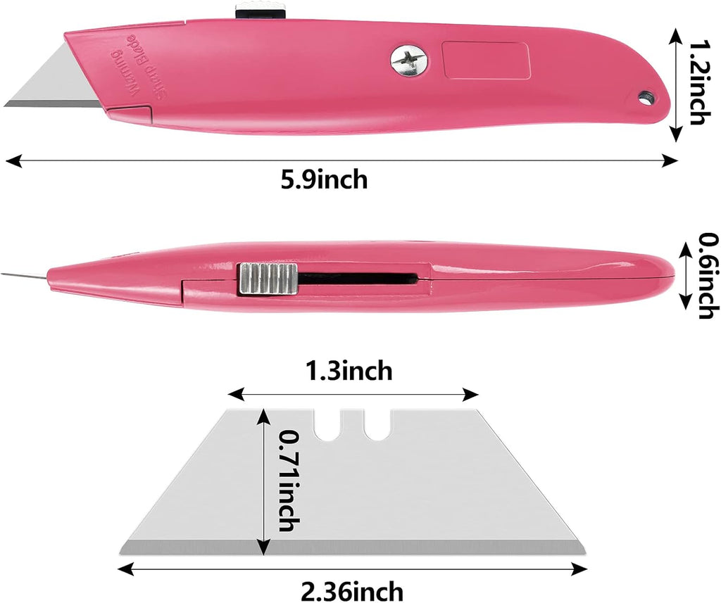 2 Pack Box Cutter Retractable, Ergonomic Razor Blades Utility Knife