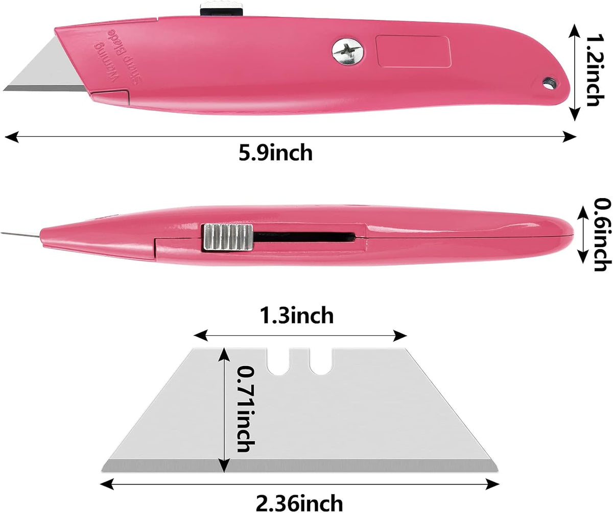 2 Pack Box Cutter Retractable, Ergonomic Razor Blades Utility Knife