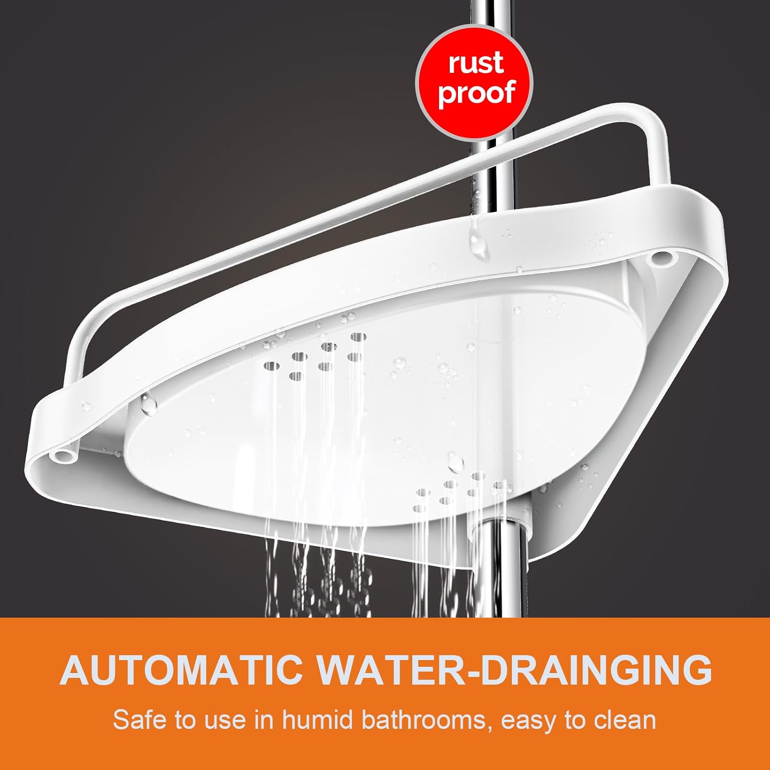 Corner Shower Caddy Tension Pole: Rust Proof 4Tier Shampoo Storage Organizer for Inside Shower - Telescoping Rod