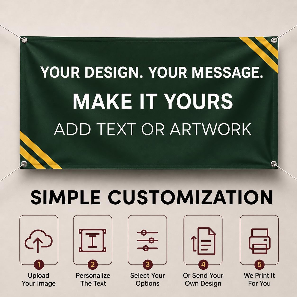 Personalized Custom Vinyl Banner, Indoor Outdoor Printing for Events | Printed on thick vinyl with grommet or hem