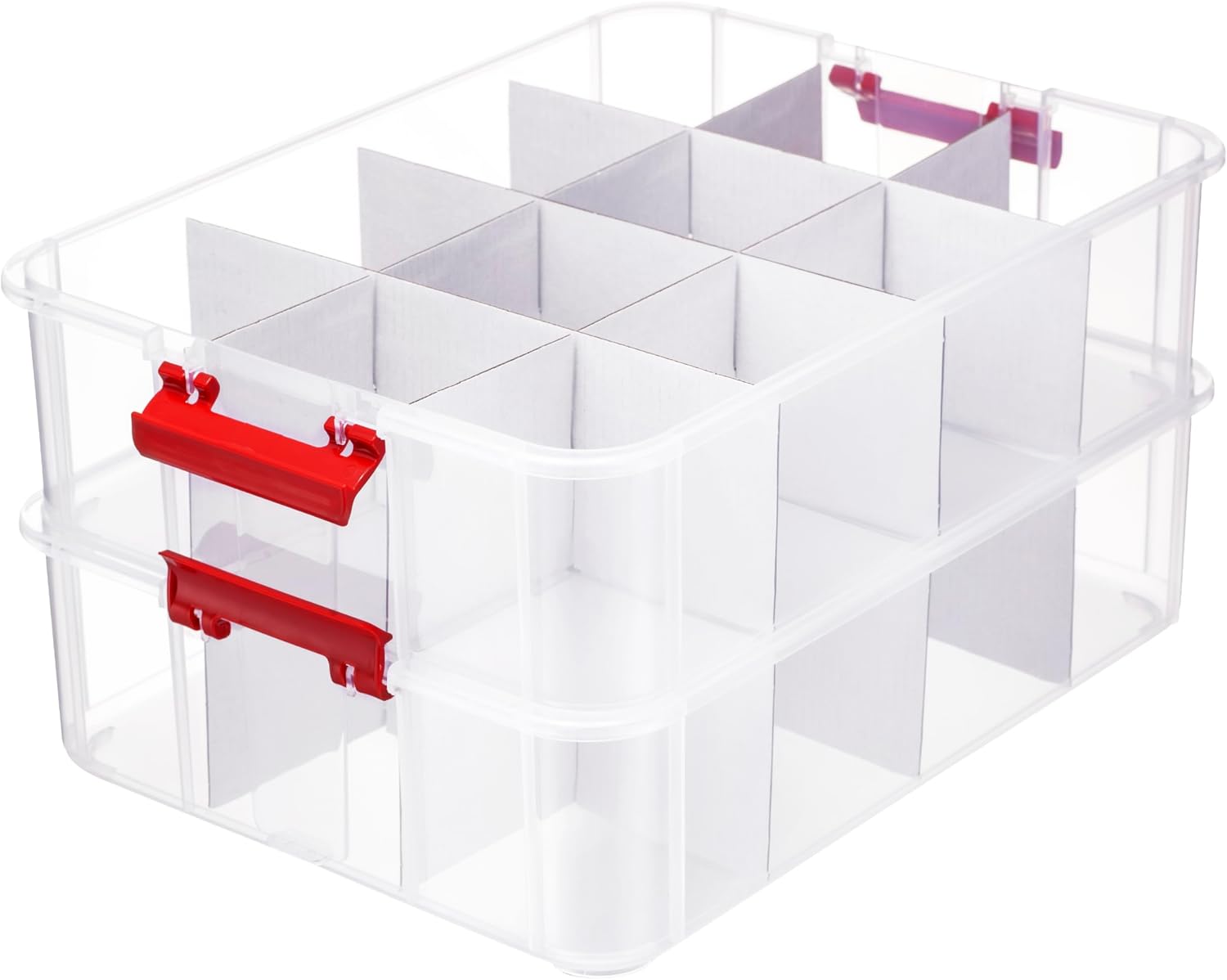 2-Layer Christmas Ornament Storage Box Plastic - 24 Compartment Cchristmas Decoration Storage Box