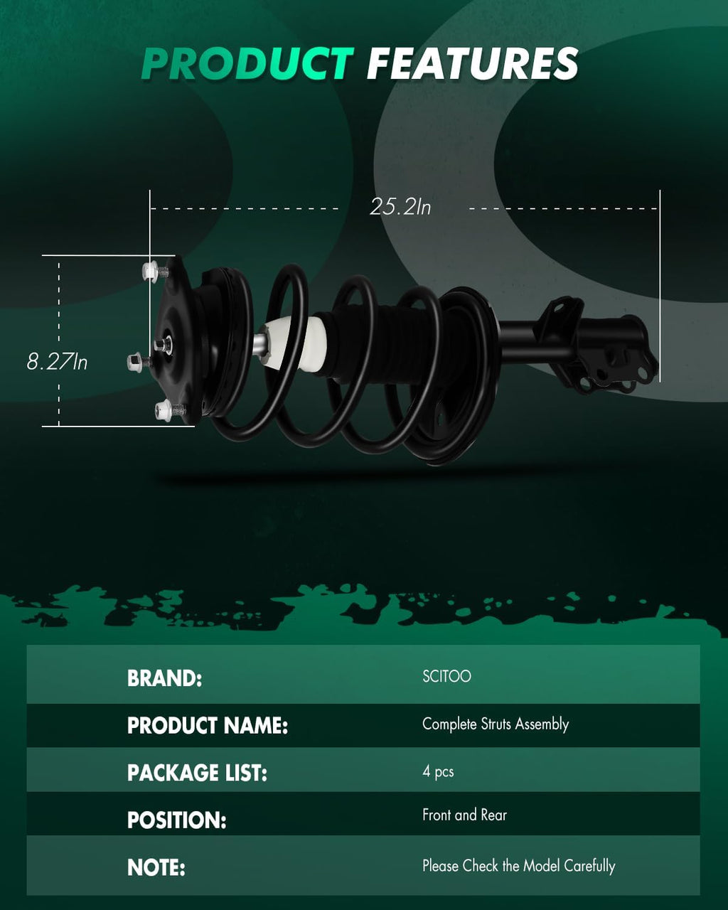 SCITOO Quick Complete Struts Shock Absorber 2007-2010 for Hyundai Elantra