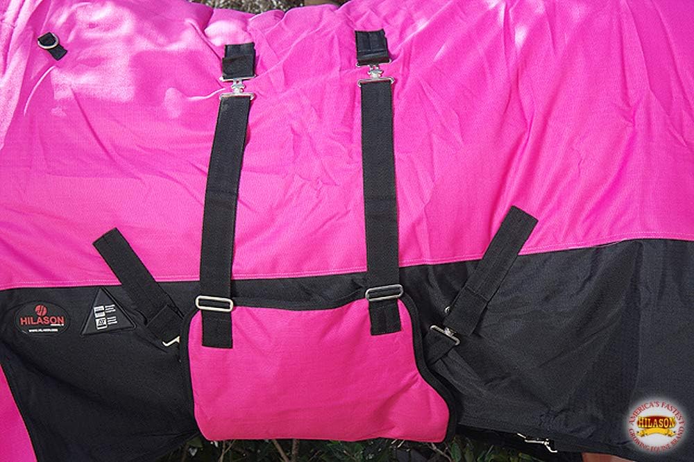 Horse Turnout Blanket 1200D Pink Black 80In Winter Neck