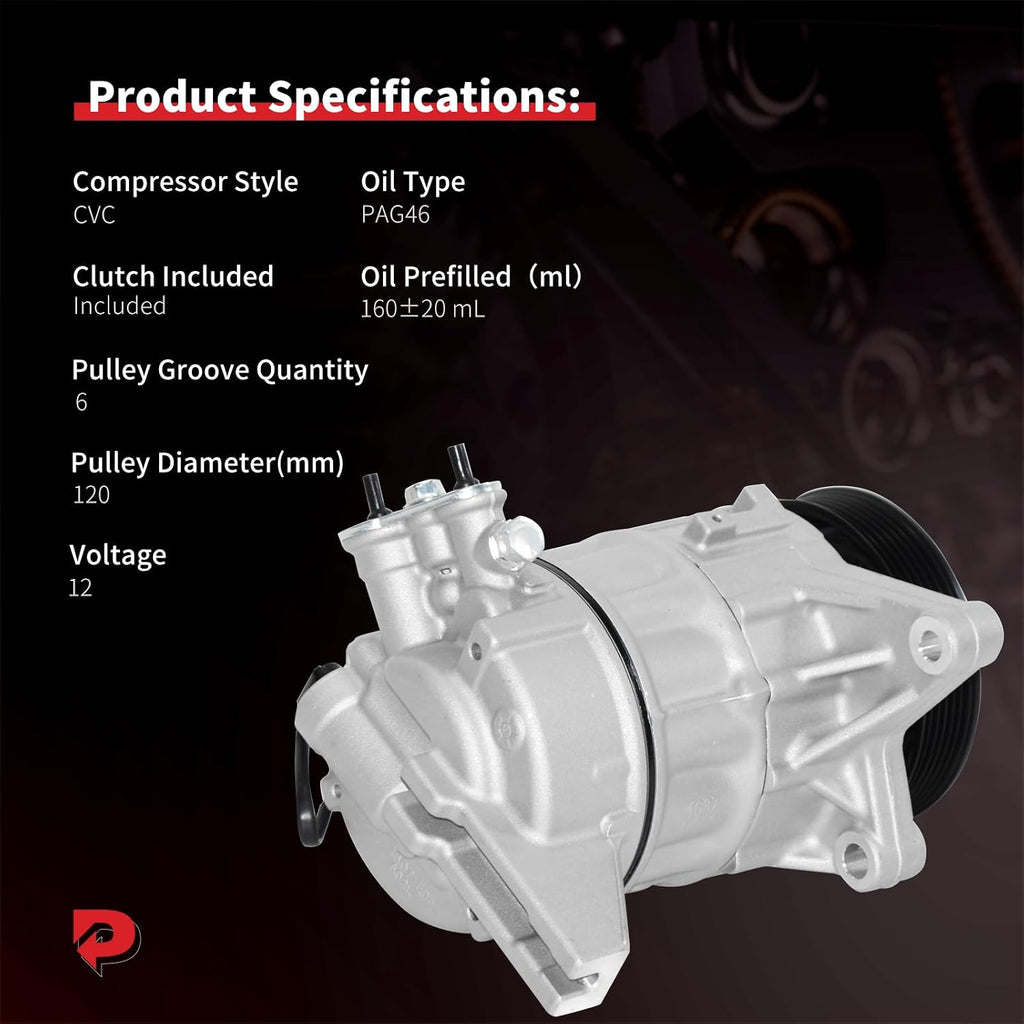 PHOBOOS A/C Compressor with Clutch Compatible with Buick & Cadillac