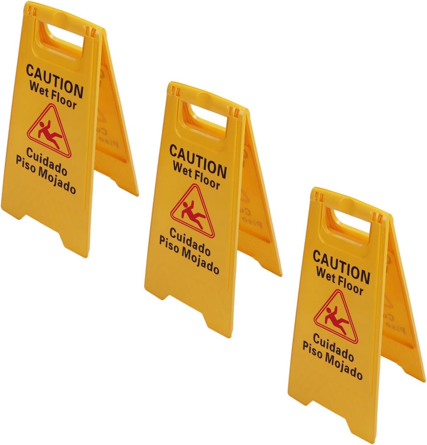 Wet Floor Caution Sign, Foldable Bilingual Safety Warning A Frame for Restaurants Offices Engineering Plastic Yellow