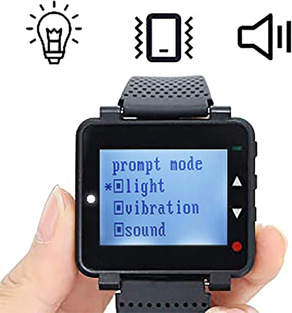 T128 Wireless Calling System,Restaurant Paging System,Wrist Pager,Rechargeable Battery,2Receiver,15 Call Button for