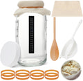 8 Pcs Kefir Jar Kit, 64 oz Wide Mouth with Strainer, Regular | Milk Kefir Fermentation Jar, Plastic Lid, Cotton