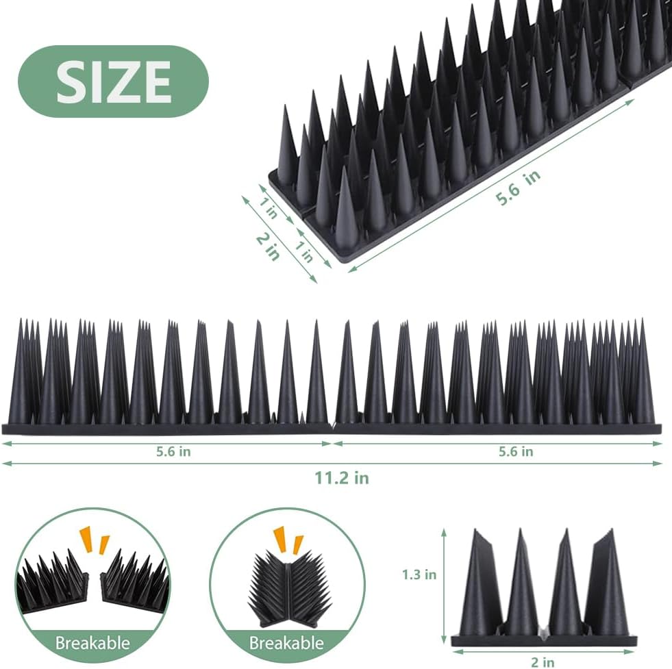 Bird Spikes, 20 Packs Bird Deterrent, Raccoon for Outdoor Repelling Reptiles, Squirrel Spikes for Fences and Roofs to