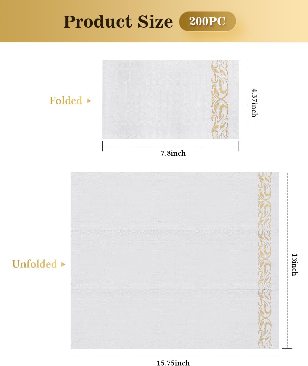 200 Pack 3-Ply Disposable Napkins - Soft & Absorbent