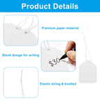 200 Pcs Price Tags with Elastic String, White, 45x35 mm