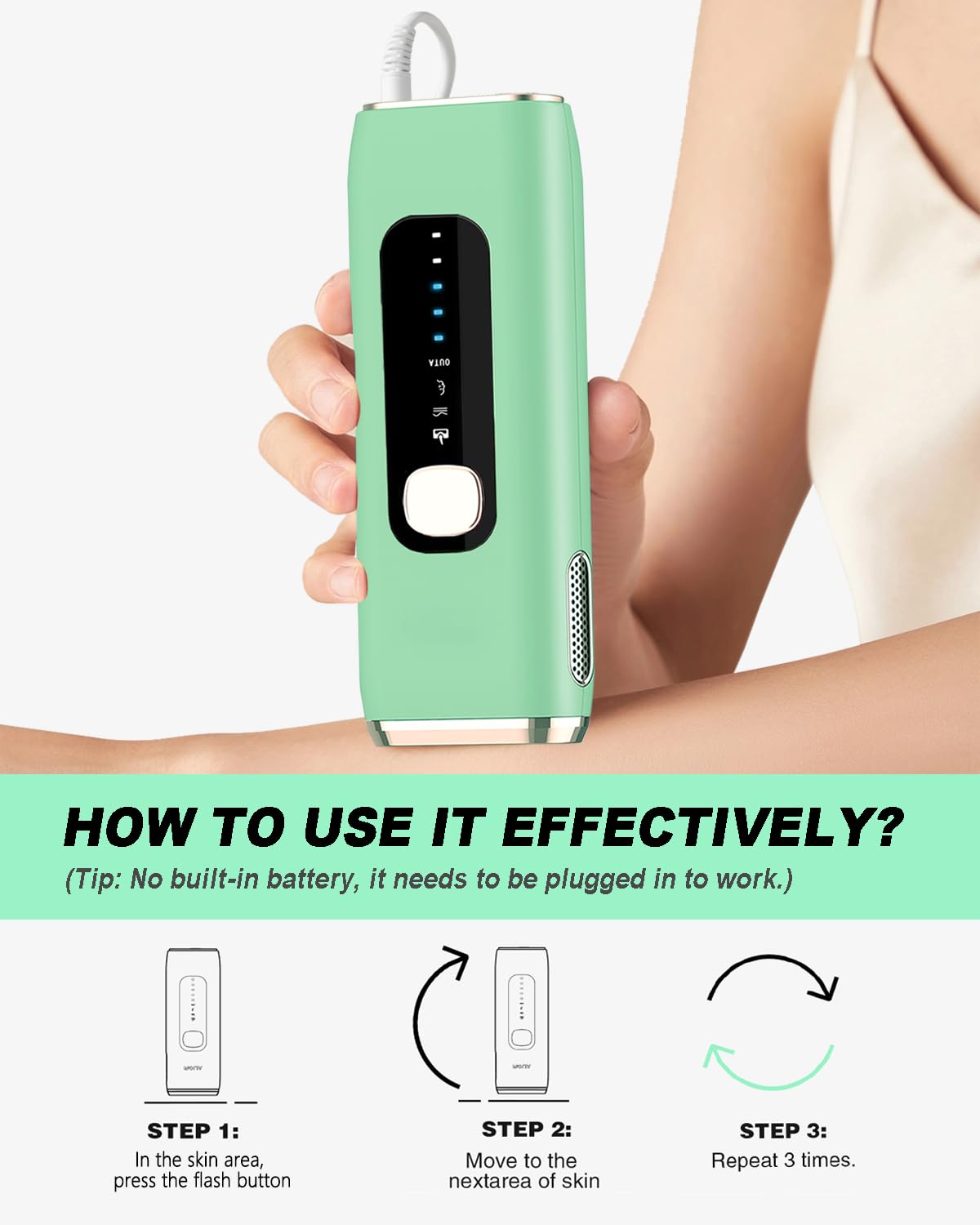 IPL Hair Removal Device, model: AI06, for Facial Legs Arms Bikini Line