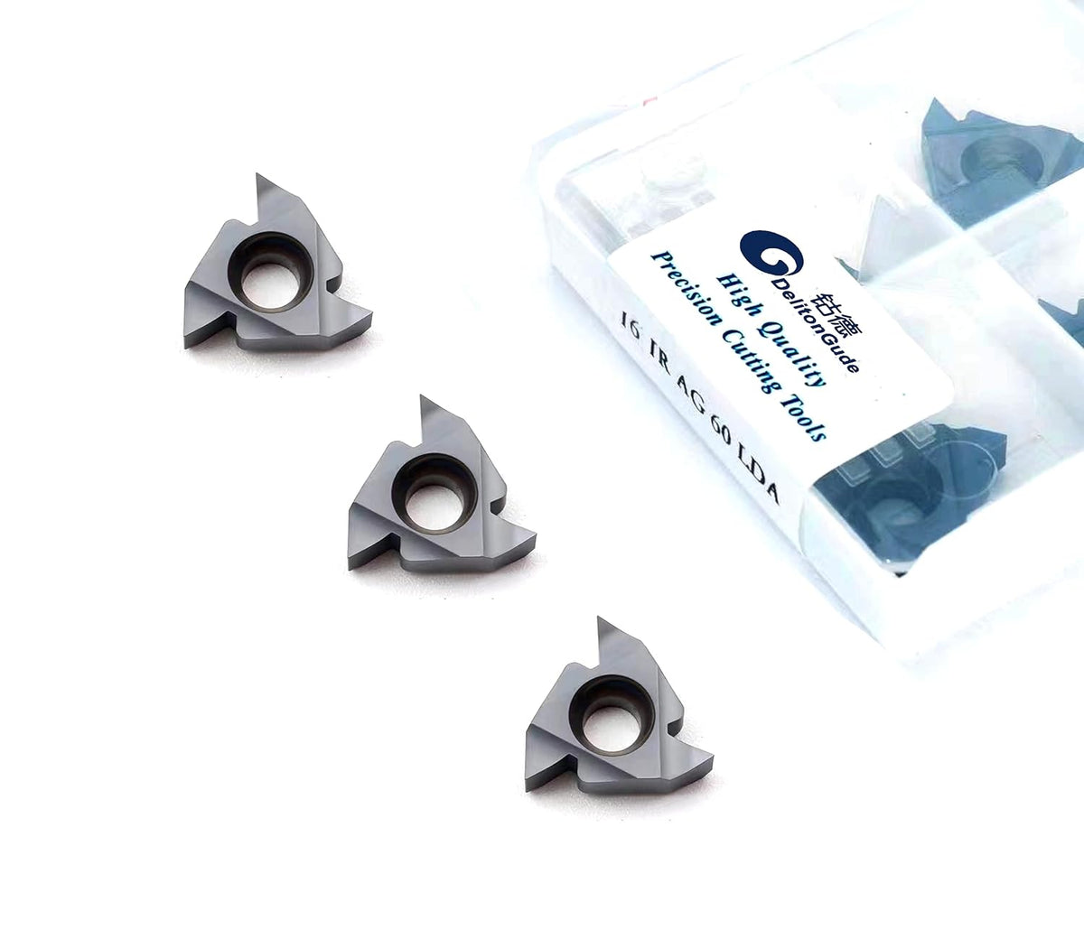 10Pcs 16IR AG60 CNC Lathe Indexable Threading Carbide Insert Blade for Metal(16IR AG60 LDA)