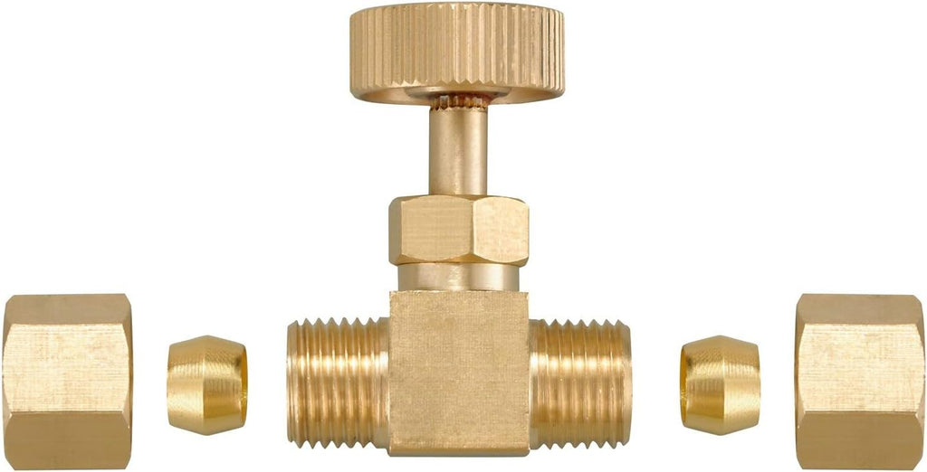 Premium Brass Replacement Control Needle Valve 1/4" OD Compression X 1/4" OD Compression