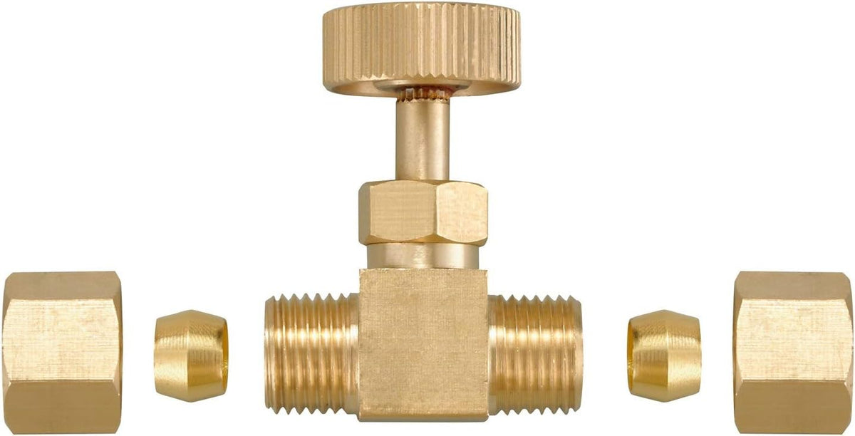 Premium Brass Replacement Control Needle Valve 1/4" OD Compression X 1/4" OD Compression