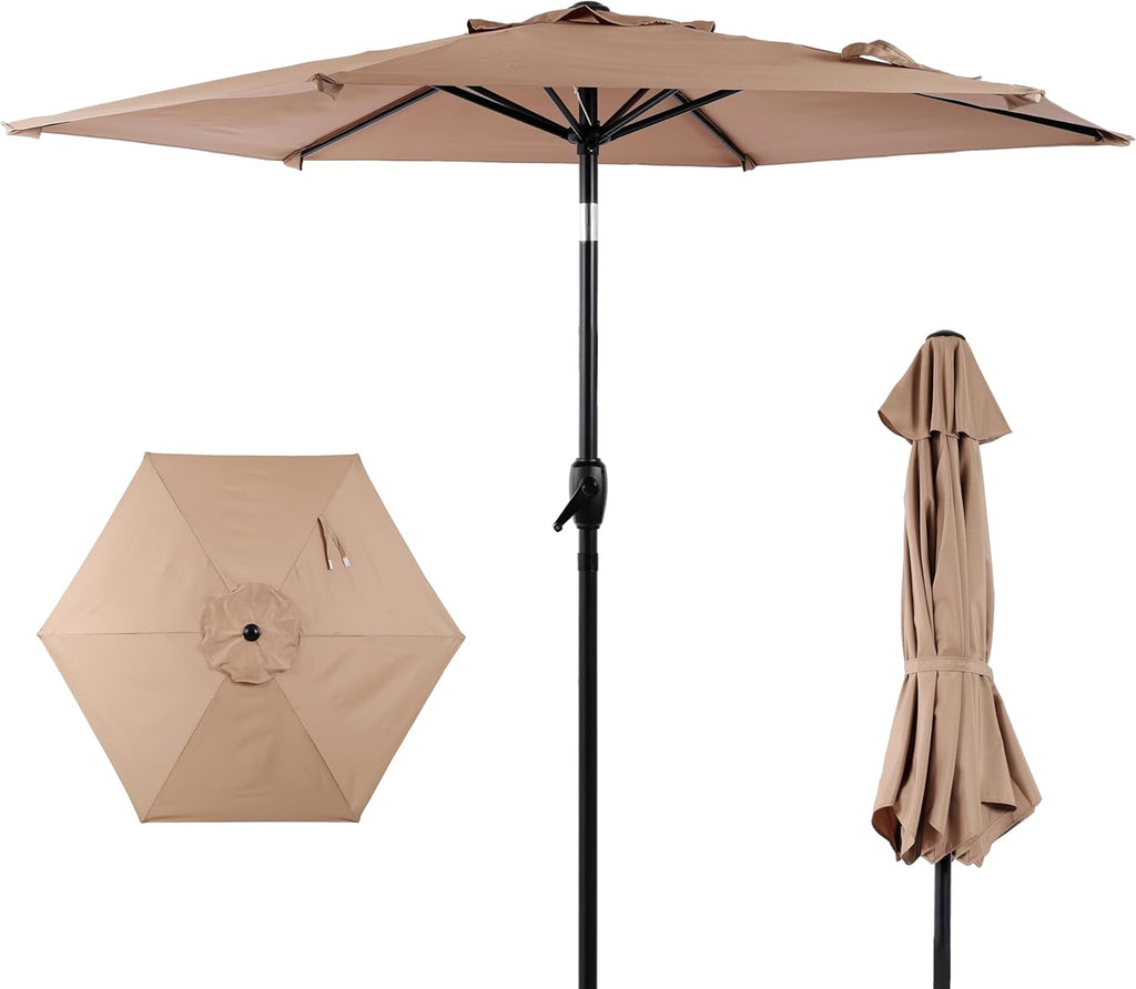 10ft Patio Umbrella with Push Button Tilt & Crank, Heavy Duty Outdoor Market Sun Shade, Vented Canopy, Sturdy Frame